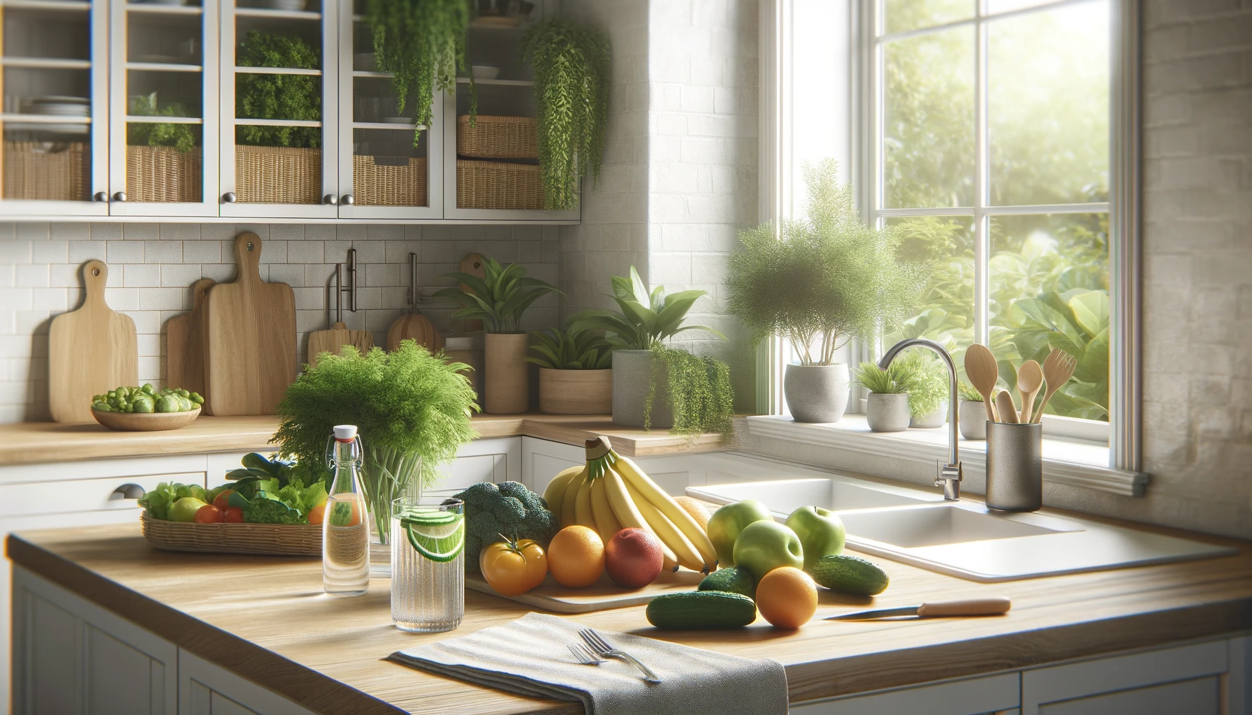a serene kitchen setup focused on mindful eating.